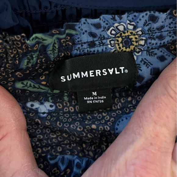 Summersalt: Countryside Poplin Smocked Midi Dress - Rustic Floral in Midnight - Picture 3 of 5